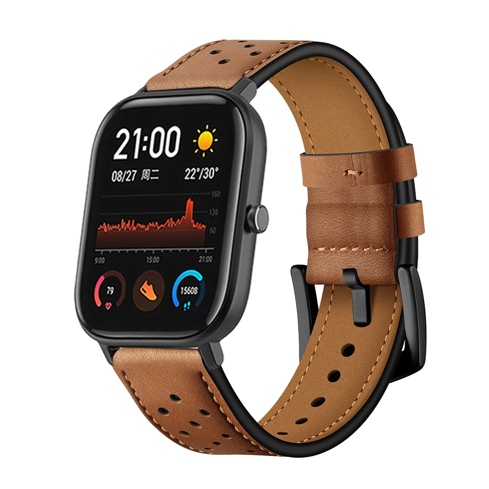 Leather pulseira Watchband for Huami Amazfit GTS Strap Band for Amazfit Bip / GTR 47mm 42mm / Amazfit Pace Stratos 2 3 Correa