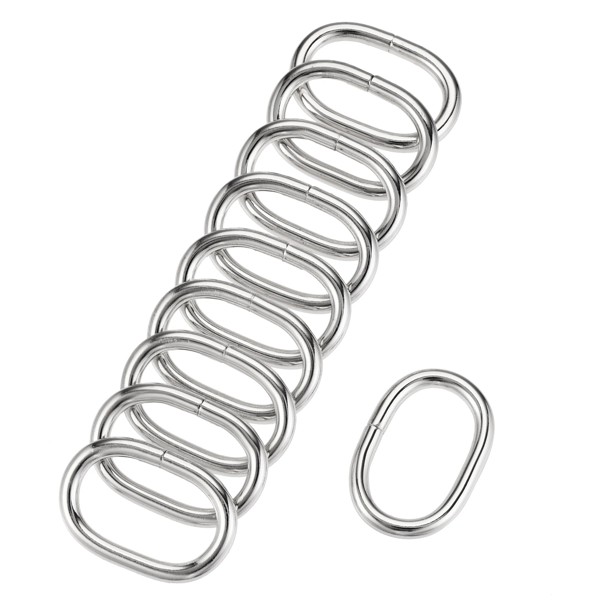 Uxcell Metal Oval Anel Fivelas 26x15mm para Sacos Cintos DIY Silver Tone 10pcs