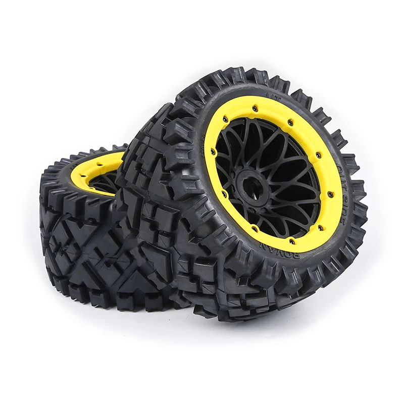 ROFUN Rc Car All-terrain Reticulated Wheel Hub Rear tire Assembly Fit for 1/5 HPI ROVAN KINGMOTOR BAJA 5B Ss Truck Parts