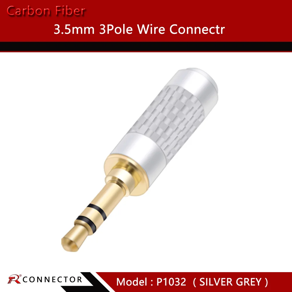 1PC Gold Plated 3.5mm Mono & Stereo Mini Plug 3/4pole Connector Carbon Fiber Mini Plug Fit for cable up to 6mm