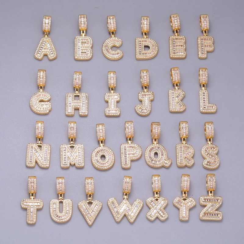 Juya DIY 33*13mm 18K Real Gold Plated A-Z Initial Alphabet Letter Charms for Handmade Necklace Bracelets Name Jewelry Making