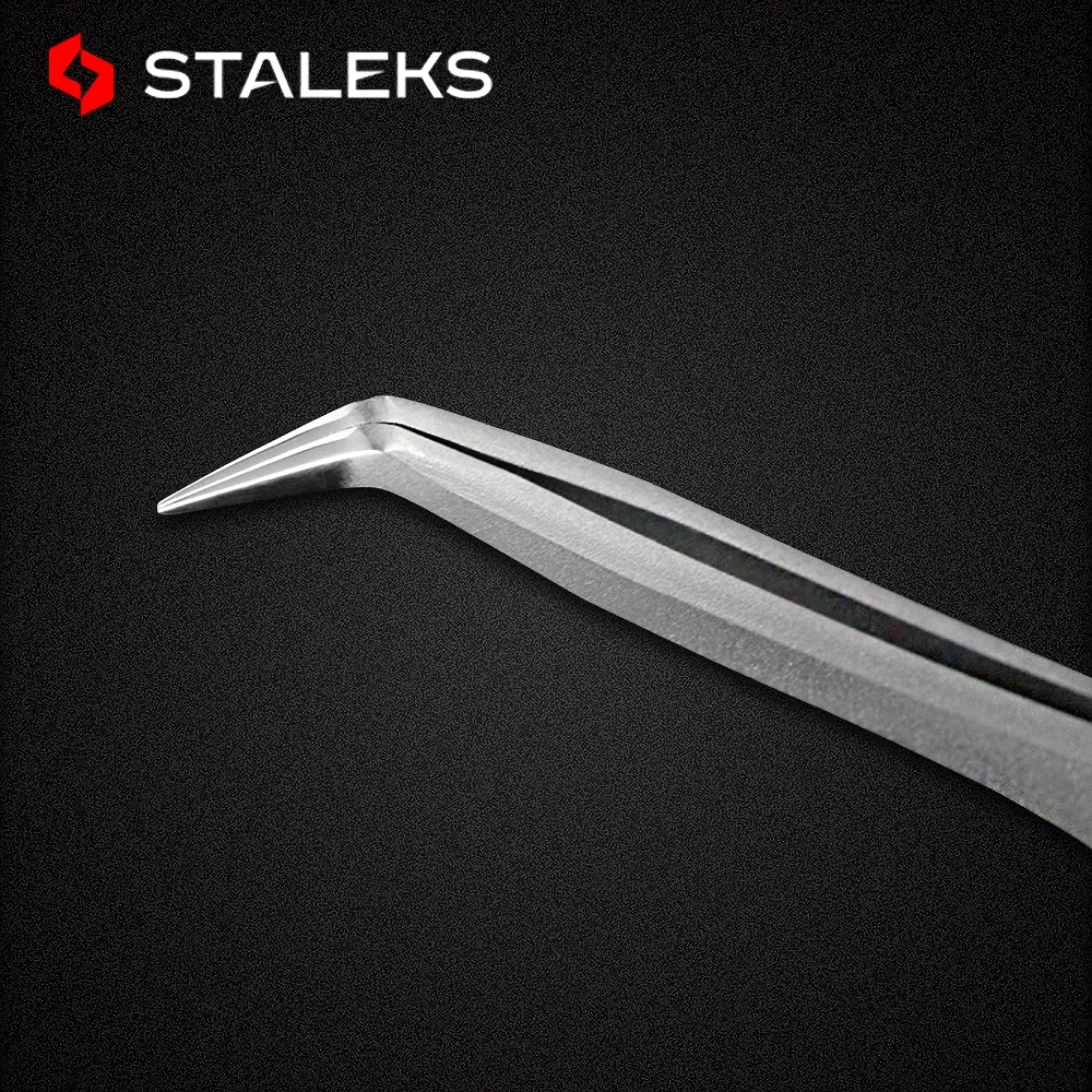 STALEKS PRO TE-40-2 Wave Pattern Embossing Tweezers Grafting Eyelashes Blooming ESD High Precise Hyper Fine AISI