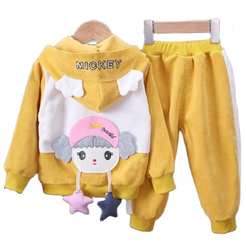 Baby Girls Set Kids Clothing Spring Autumn 2024 New Fashion High-quality Corduroy Coats+Pant Suits for Children Tracksuit Sets