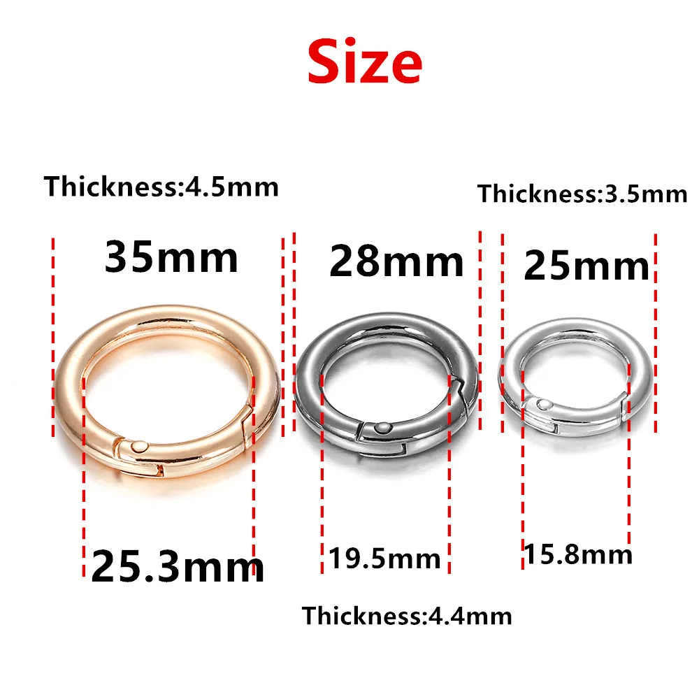 5Pcs Zink-legierung Frühling Ring Runde Verschlüsse Offenen Ring Frühling Schloss für Schmuck Anschlüsse DIY Tasche Verschluss Schlüssel-kette Camping Schnalle – Detail 7