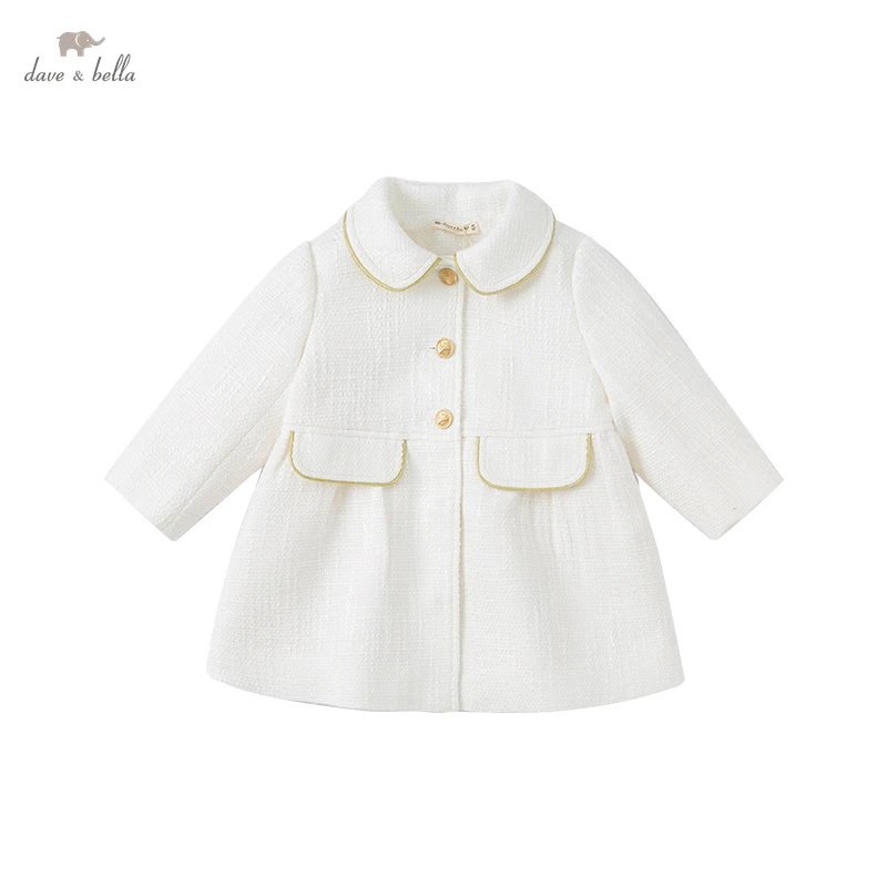 DB1220957 dave bella spring baby girls fashion solid coat cute children girl tops infant toddler outerwear