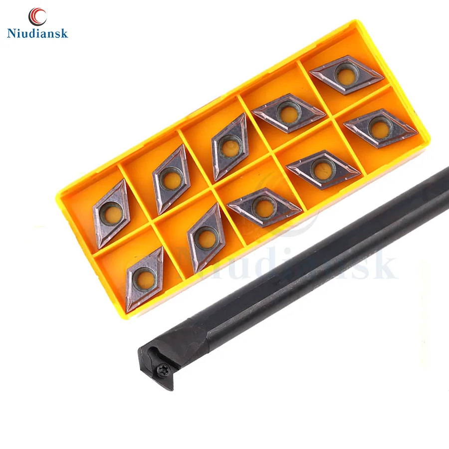 1pc S16Q-SDWCR11 Inner Hole Turning Tool Holder S20R-SDWCR11 S25S-SDWCR11 SDWCL + 10pcs DCMT11T3 CNC Lathe Tools Carbide Inserts