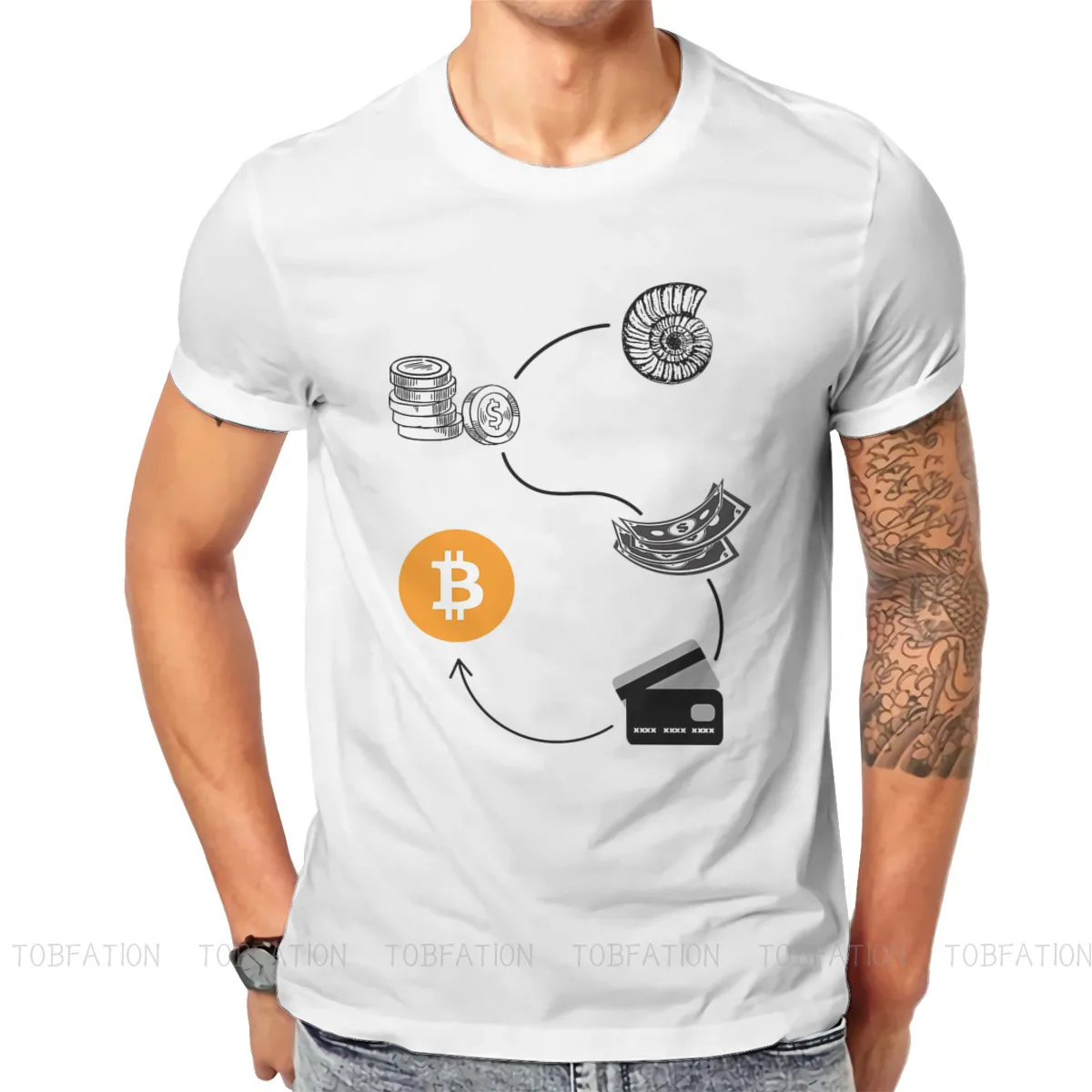 Cryptocurrency Crypto Miner Bitcoin Money Evolution Tshirt 하라주쿠 남성 스트리트웨어 탑스 빅 사이즈 코튼 크루 넥 티셔츠