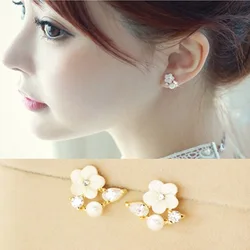 JIOFREE Fashion Hot Sale Korea Zircon flower Shape Statement Clip On Earrings no pierced With Crystal Rhinestone Wedding Jewelry