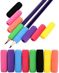 10Pcs Pencil Grips Writing Aid Soft Foam Pencil Grips Pen Holder Pencil Gripper for Students,Assorted Colors