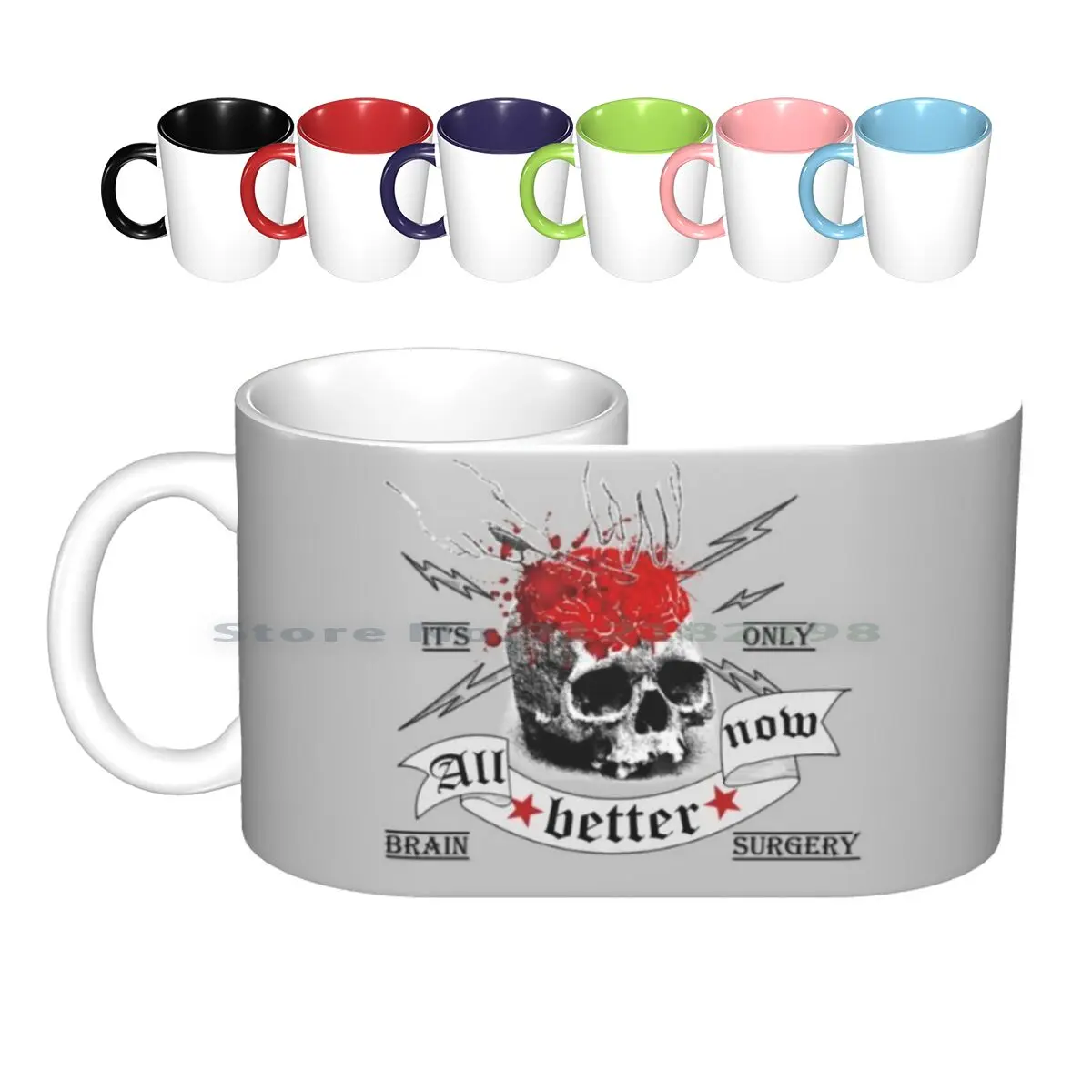 It's Only Brain Surgery Ceramic Mugs Coffee Cups Milk Tea Mug Epilepsy Brain Tumor Surgeon Skull Neurology Neurosurgeon