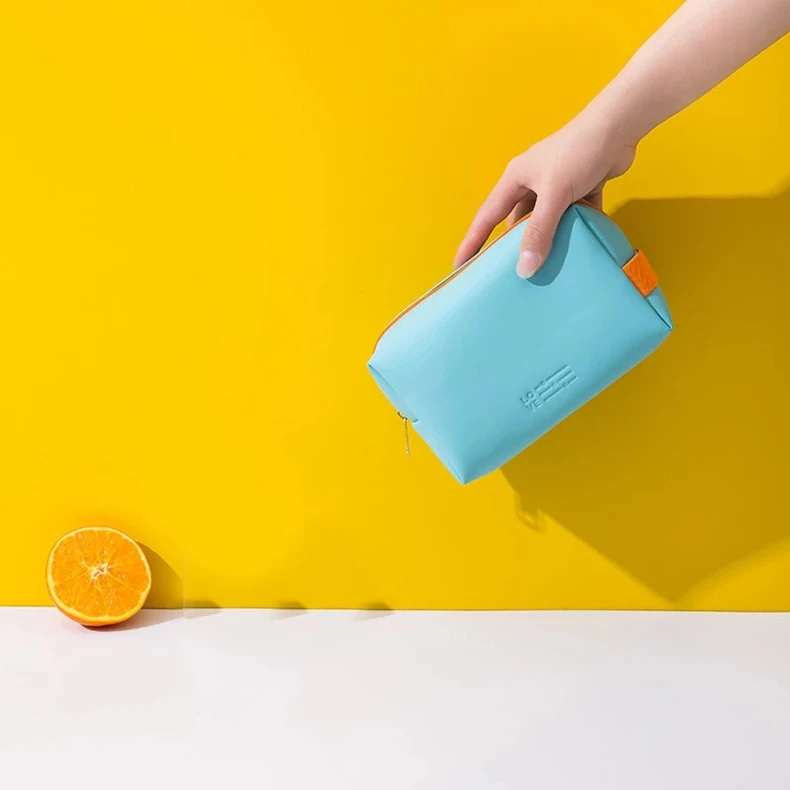 Wasserdichte Kosmetiktasche für Damen, PU, niedliche Bonbonfarben, Reise-Make-up-Taschen, tragbare Make-up- und Toilettenartikel-Aufbewahrungstasche, Organizer-Box – Detail 5