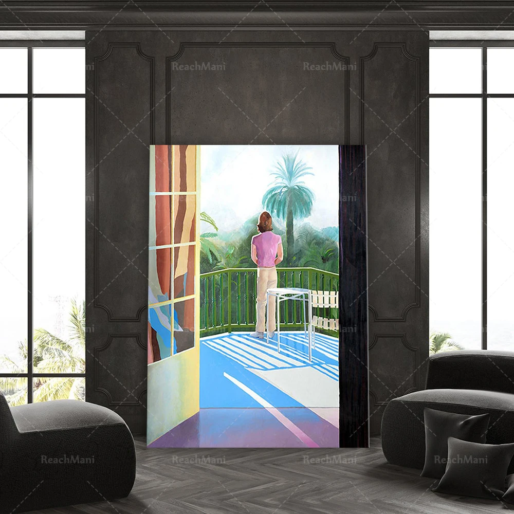 

David Hockney's Sur la Terrasse Art, Museum Print, Hockney Modern Artwork, Painting Wall Art, Student Gifts, Artist Decor, Post