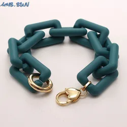 MHS.SUN Fashion Design Multi Color Acrylic Resin Chunky Buckle Chain Bracelets for Women Girls Statement Jewelry Gift 1PC