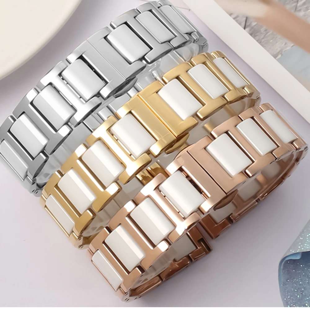 14 16 18 20 22mm Women's men's Ceramic Watch Strap Soft Smooth Fill Multi-Design WatchBand Stainless Steel Common bracelets