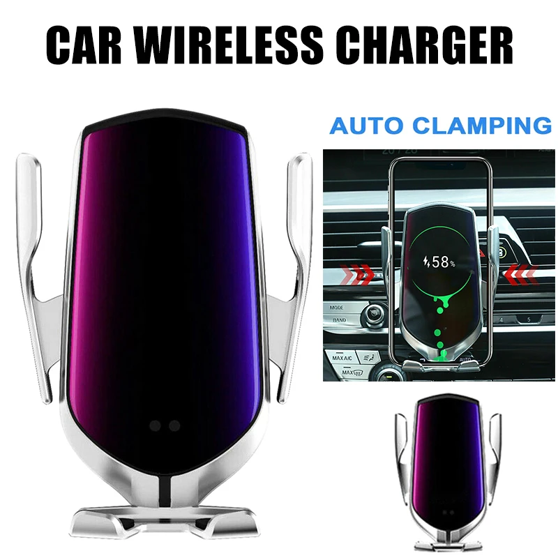 Smart Automatic Infrared Sensor Car Phone Holder Clamping Air Vent Fast Charging Wireless Chargers Mobile Phone Bracket