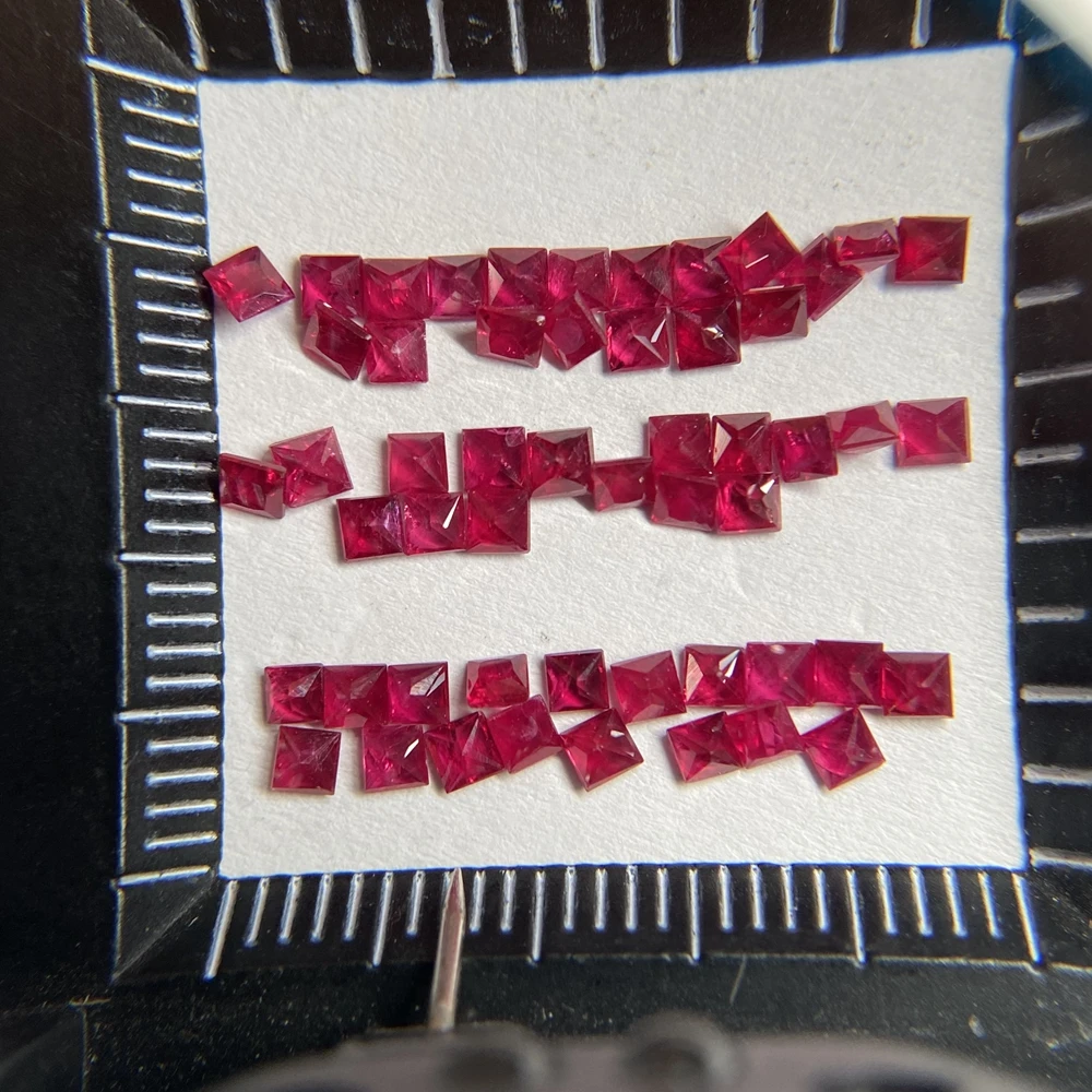 

Meisidian A Quality Princess Cut 1.9x1.9mm 100% African Pigeon Blood Red Natural Ruby Stone