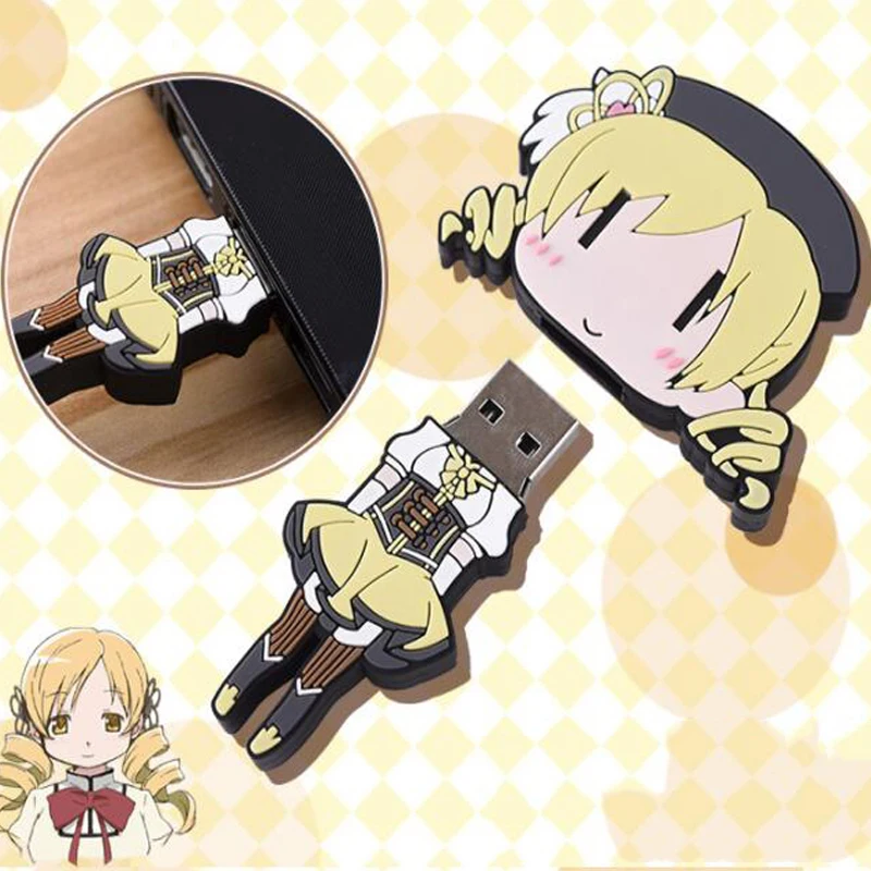 Puella Magi Madoka Magica Tomoe Mami Anime Cosplay USB Stick Flash Drive Memory Stick 32GB/64GB Storage Cosplay Props Xmas Gifts