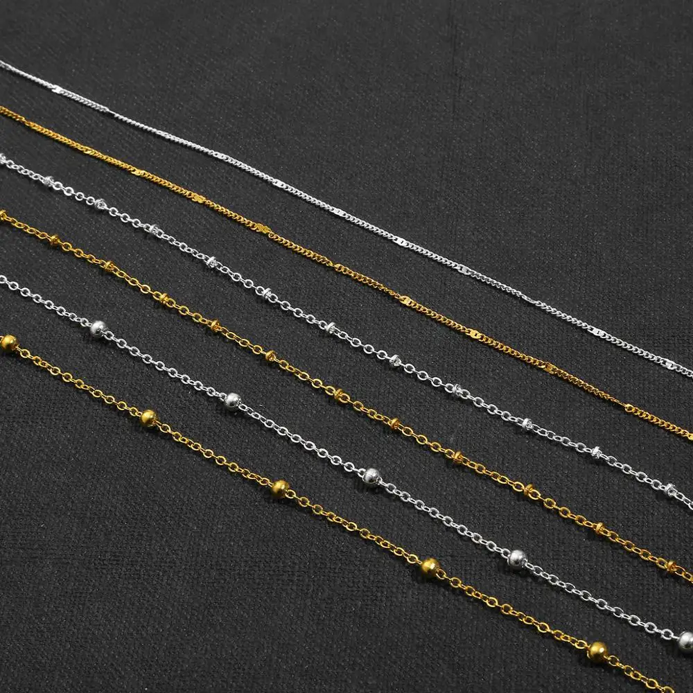 New Fashion 1M/5M Iron Beaded Cable Link Clip Beads Chain for DIY Anklet Necklaces Bracelet Jewelry Making Accessory