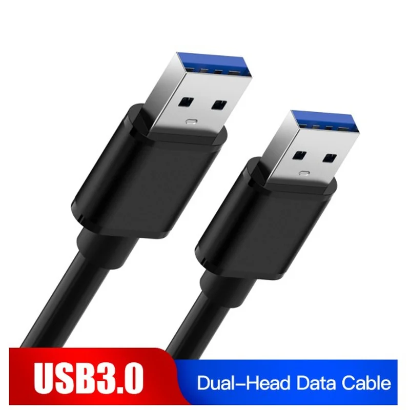 USB 3.0 Male To Male Cable Connectors Extension Data Sync Cord Dual Type A Port Speedy File Transfer For Laptop PC 0.6/1/1.5m