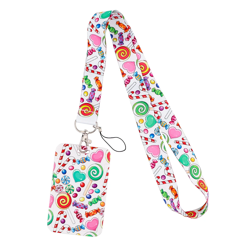 YL324 Love Lollipop Lanyard Keychain ID Badge Holders Mobile Phone Rope student Key Lanyard Neck Straps Key Rings Accessories