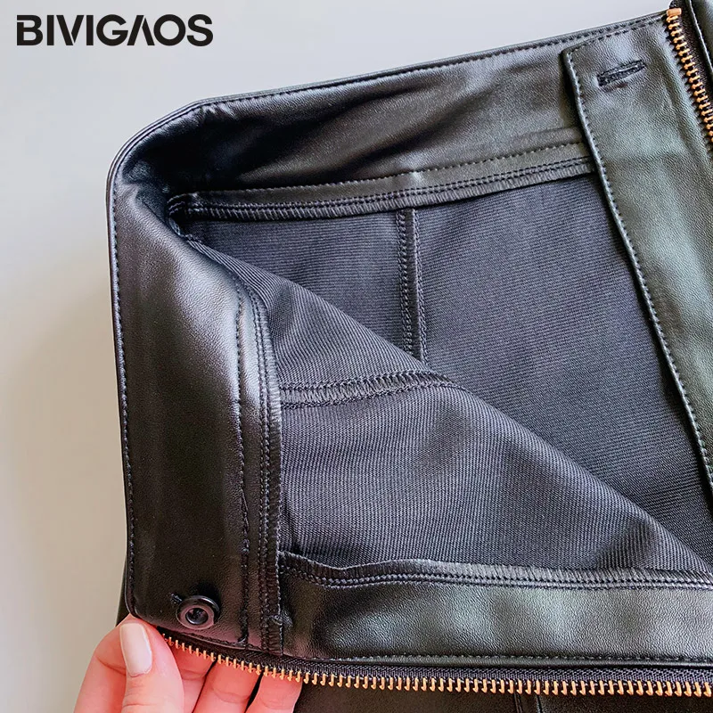 BIVIGAOS New Women\'s Large Ring Zipper PU Leather Skirt A-line Black High Waist Skirt Women Gothic Mini Skirt