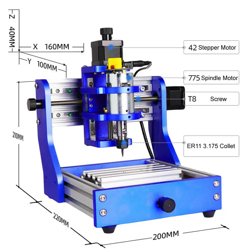 Fai da te Mini Router di CNC Incisore 1310 Telaio completamente in metallo Desktop PCB Fresatrice Intaglio del legno Opzionale 500 mW Laser