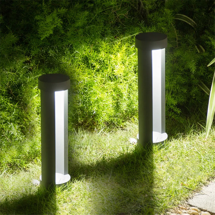 60ซม.LED Ground แทรกโคมไฟสนามหญ้าโมเดิร์นอลูมิเนียมกันน้ำกลางแจ้ง Garden Pillar Light Villa Patio Pathway สนามหญ้า Bollards โคมไฟ