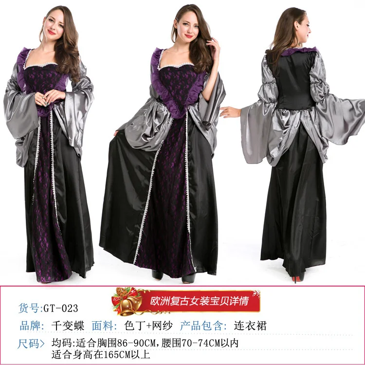 

Halloween Witch Vampire Cosplay European Retro Queen Court Costume In Stock