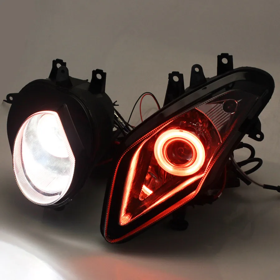 Motorcycle HID Xenon Projector Conversion Headlight LED Red Angel Eyes Headlamp For BMW S1000RR S 1000 RR 09-14