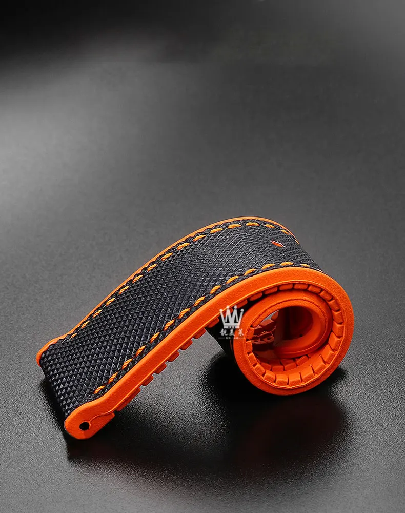 Carbon fiber rubber watchband 19 20mm 21mm 22mm 23 24mm for Longines Seiko omega Hamilton silicone strap wristband accessories