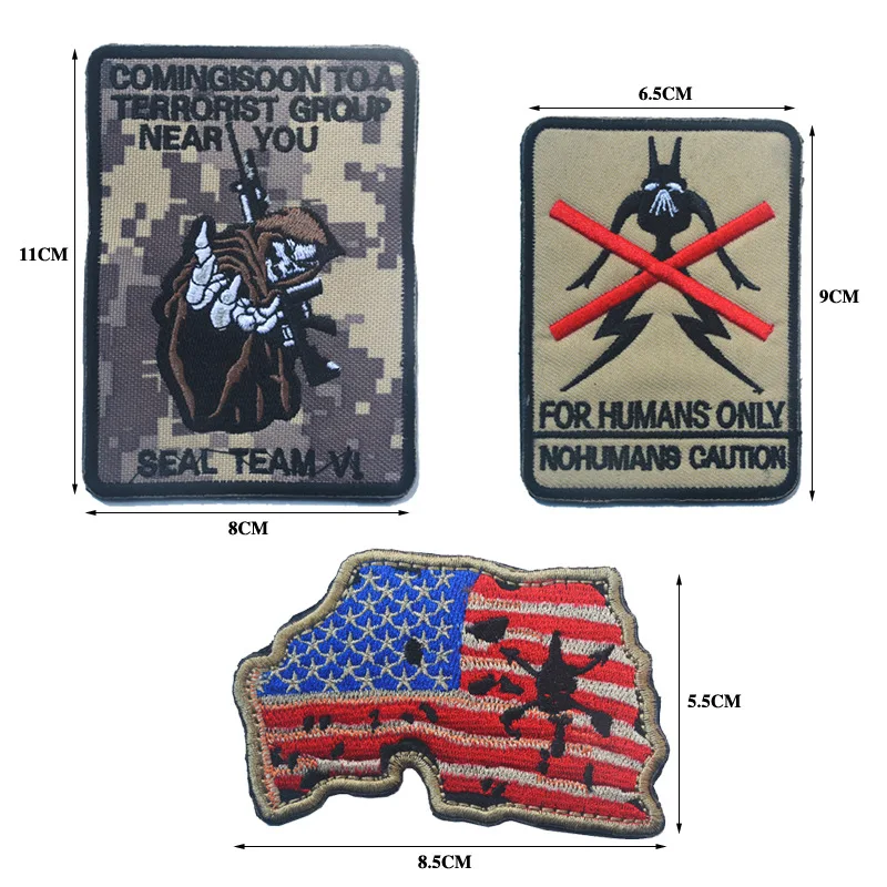 High Quality 100% Embroidered Armband Patch Epaulettes Shark Warrior Punisher Mammon Viking Badge Badges Patches