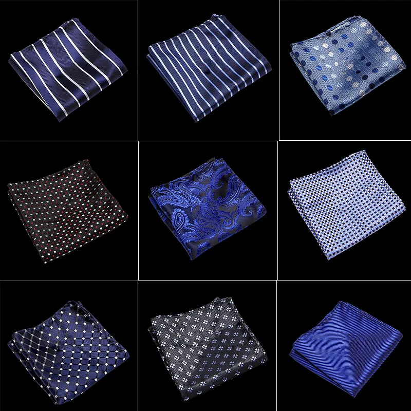 Silk Men\'s Hankerchief Scarves Vintage Hankies Men\'s Pocket Square Handkerchiefs Striped Solid Handkerchief 22*22 cm