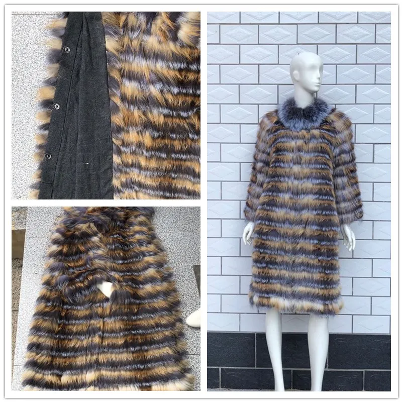 2025Rex Rabbit Fur Fox Fur Coats Women Silver Fox Natural Fur Coats  Autumn Knitted Long Genuine Fur Jackets Vest Ladies Fashion