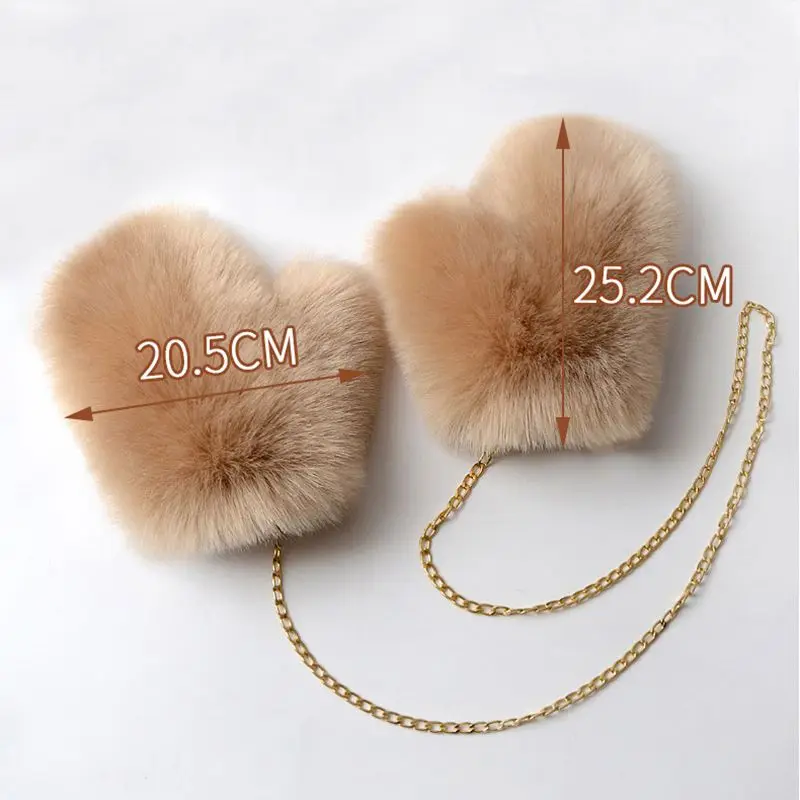 Faux Fur Gloves for Women, Eco-friendly, Artificial Fox Fur Mittens, Cute Plush Hand Warmer, Winter Fashion, S2474