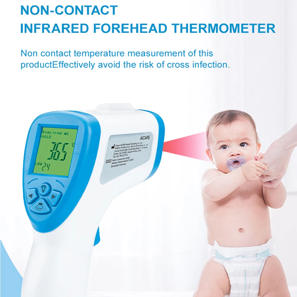 AICARE Electronic Forehead Thermometer Non-Contact Digital Infrared for Baby Adults Body Medical Fever Tool Outdoor Home