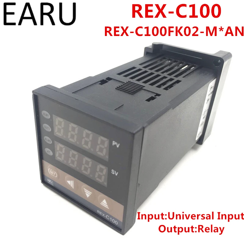 1pc REX-C100 REX-C100FK02-M*AN Digital PID Temperature Control Controller Relay Output Universal K PT100 J Type Input AC110-240V