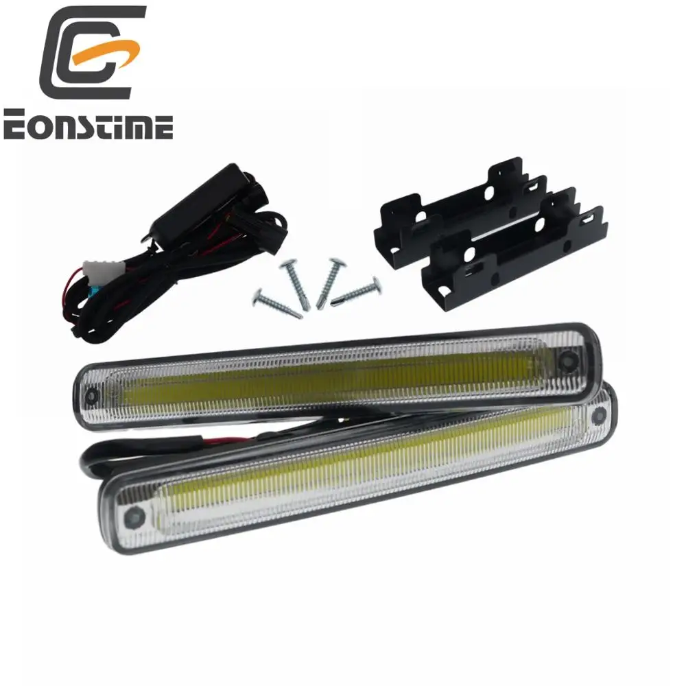 Eonstime 18cm 12V/24V 2Pcs COB LED Car Styling DRL Daytime Running Light Head Lamp White Fog Lamps 8W Turn off lights