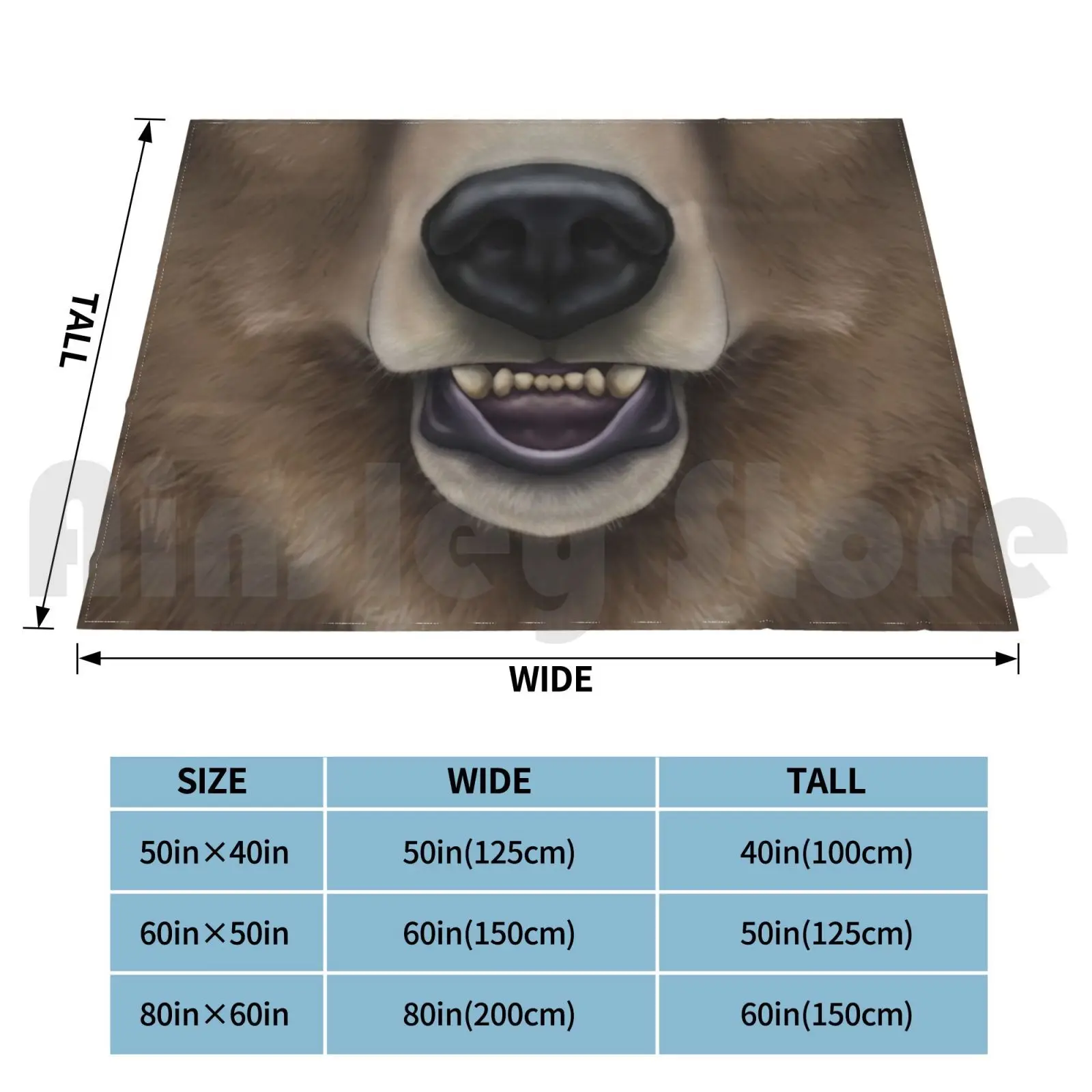 Grizzly Bear Face Blanket Super Soft Warm Light Thin Grizzly Bear Brown Kodiak Ursa Ursine Ursid Animal Furry Anthro