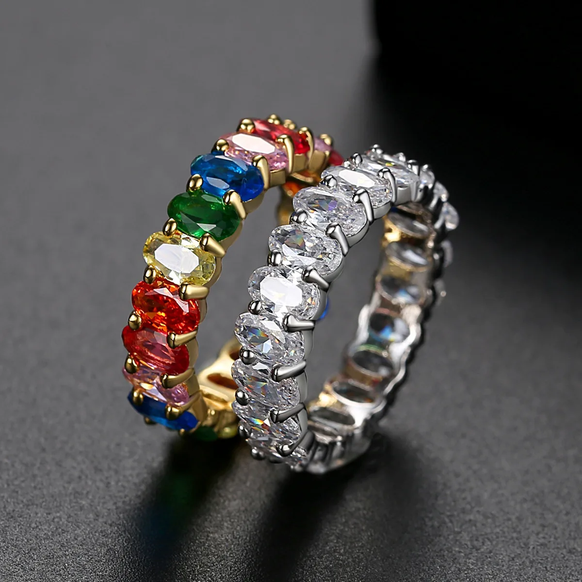 

Classic Popular AAA Cubic Zirconia Men Women's Ring Multicolor Crystal Finger Ring Cocktail Party Trendy Man Womens Ring Jewelry