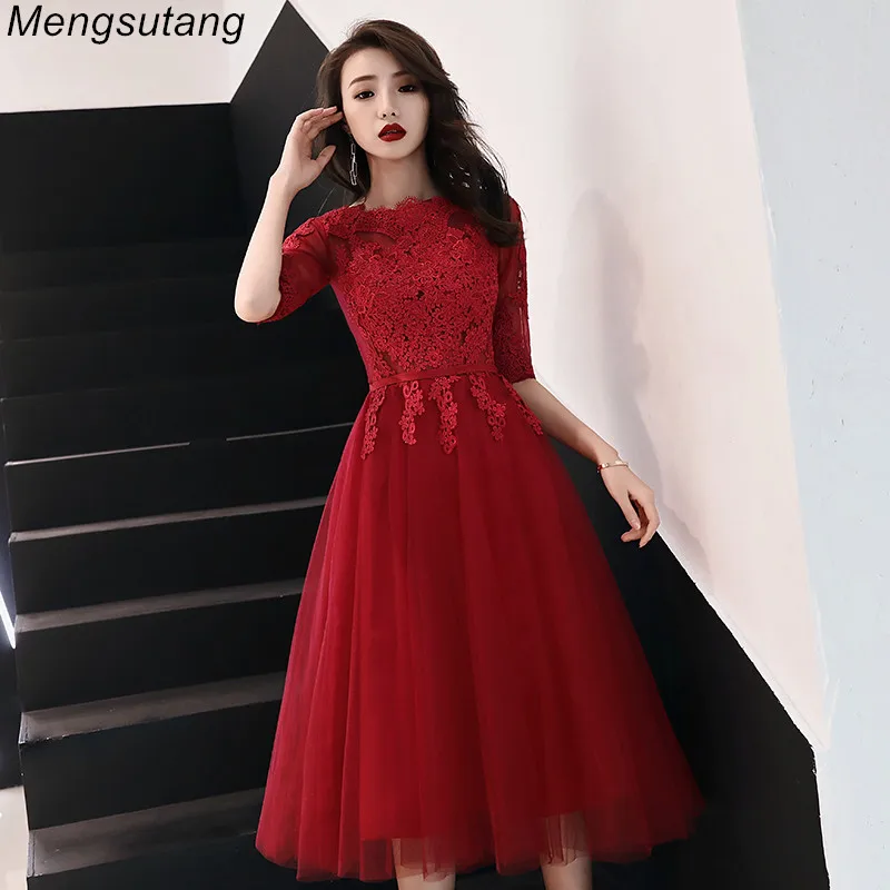 Robe de soiree Fashion Wine Red Slim Evening Dress Party vestido de festa Formal Dress Special Occasion Prom Dresses customized