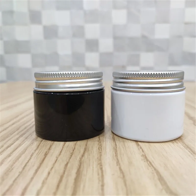 Wholesale 50ml Empty Cream Jar Facial Mask Box Tins Avoid Light Black White Bottles Cosmetic Package Bottles Algae Mud Container