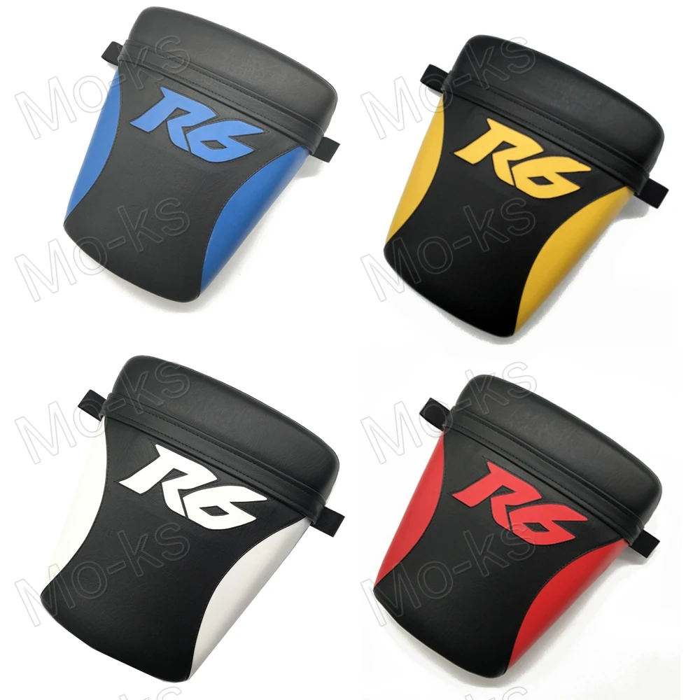 Motorcycle Rear Seat Passenger Pillion Artificial Leather For Yamaha YZF R6 1998-2002 Black and White Blue Yellow Red