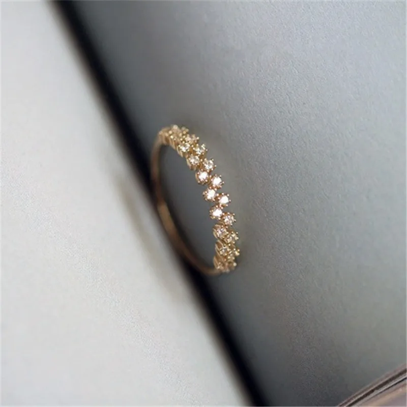 925 Sterling Silver Simple Star Ring For Women Pavé Crystal Sweet Romantic 14k Gold Plating Wedding Jewelry Girlfriend Gift