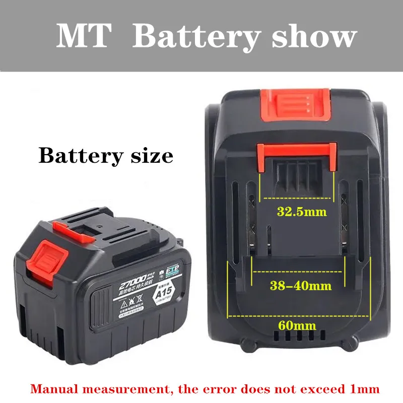 18V 9000mAh Large Capacity Battery Pack, Rechargeable 18650 Lithium Battery Electric Wrench Supporting Battery Tool Accessories