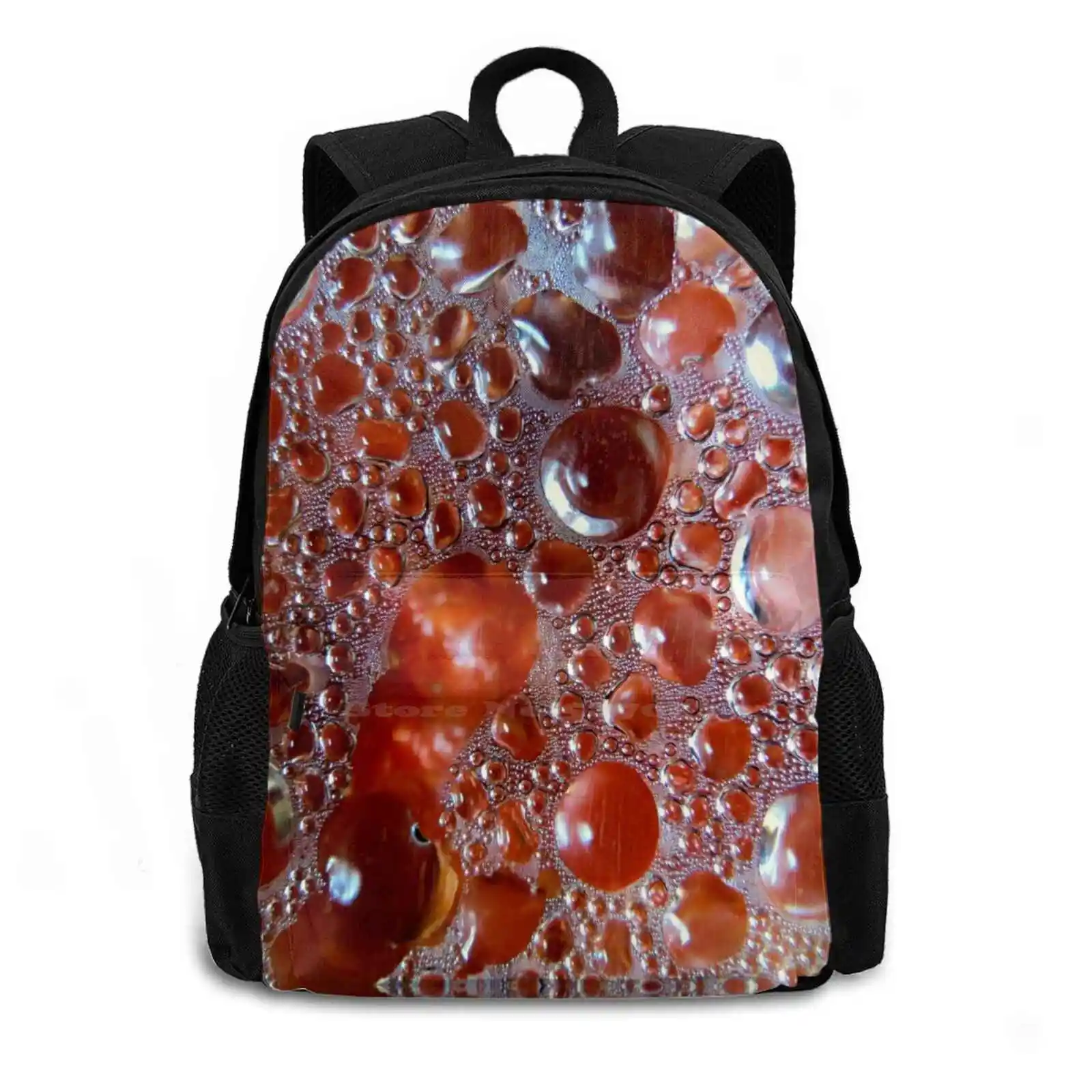 Bubbles In Depth Hot Sale Schoolbag Backpack Fashion Bags Circles Bubbles Orange Peach Clear Sizes Textures