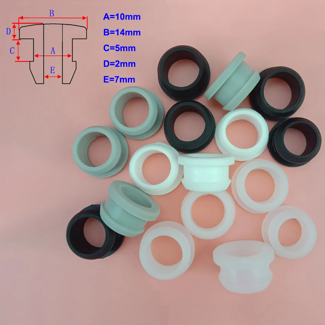 5-100pcs 10mm Silicone Rubber Hole Caps Through Hole ID 7mm Plug Cover Snap-on Gasket Grommet Wire Cable Protect Seal Stopper