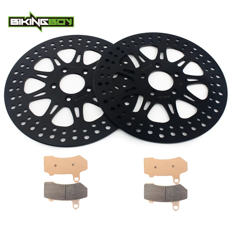 BIKINGBOY For Harley Touring FLHR Road King Electra Glide Classic Street Glide 11 12 13 Front Brake Disks Discs Brake Pads