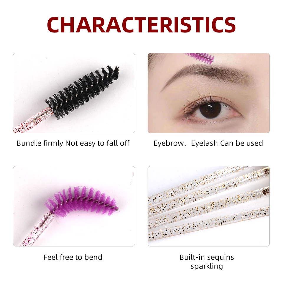 50PCS Eyelash Brush Disposable Eyelash Extension Brushes for Eye Lash Cleaning Mascara Wands Applicator Lip Brush Makeup Tool