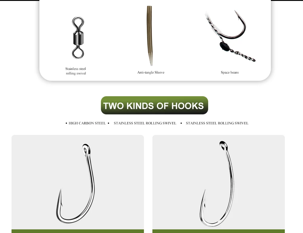 6 Stück Karpfenangelhaken, vorgebundene Karpfenhaken-Hair-Rigs mit Schnur, fertige Boilies-Köder-Hair-Rigs, Karpfenangelzubehör – Detail 3