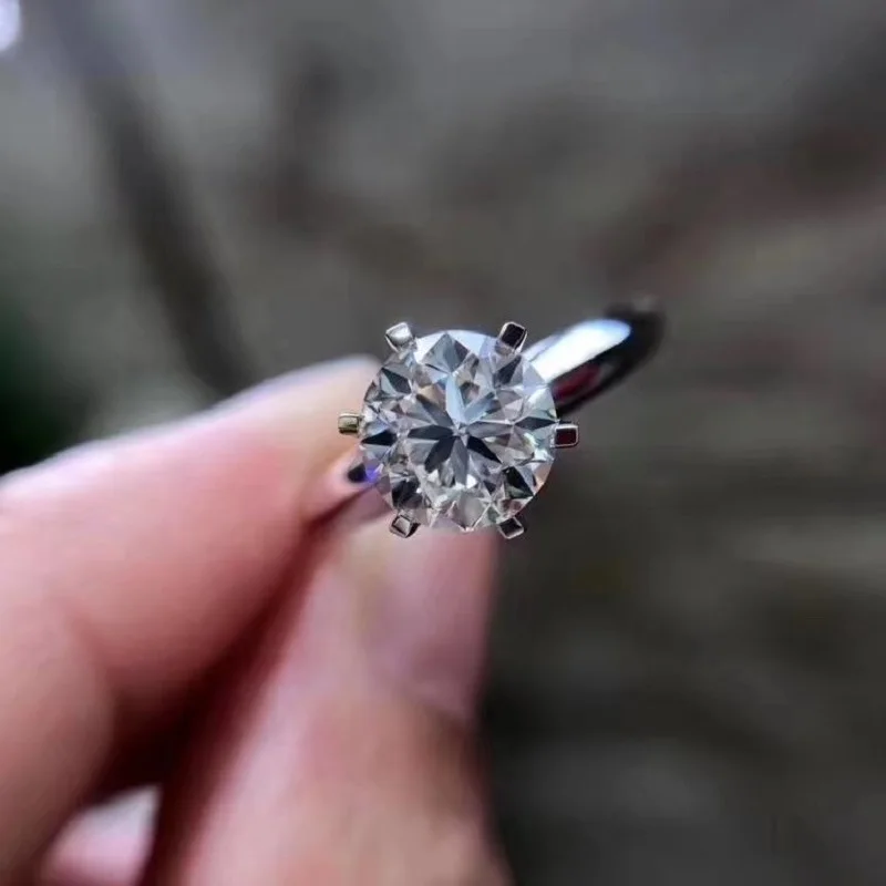 S925 Silver Classic Female Six Claws Engagement Ring Moissanite 3.00ct D VVS Pass Diamond Tester GRA Certificate Drop Shipping